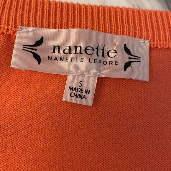 NEW NANETTE LEPORE CORAL LIGHTWEIGHT EYELET SHORT SLEEVE SWEATER S - Picture 14 of 15